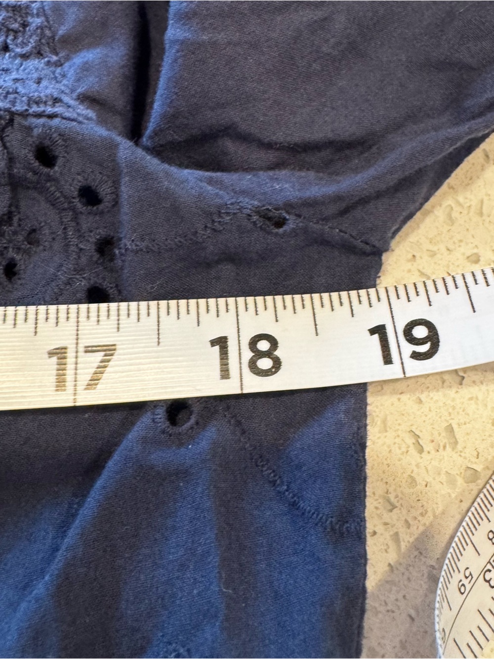 Susina Navy Eyelet Babydoll Peasant Top Size Small 100% Cotton Boho Cottagecore - Picture 4 of 8